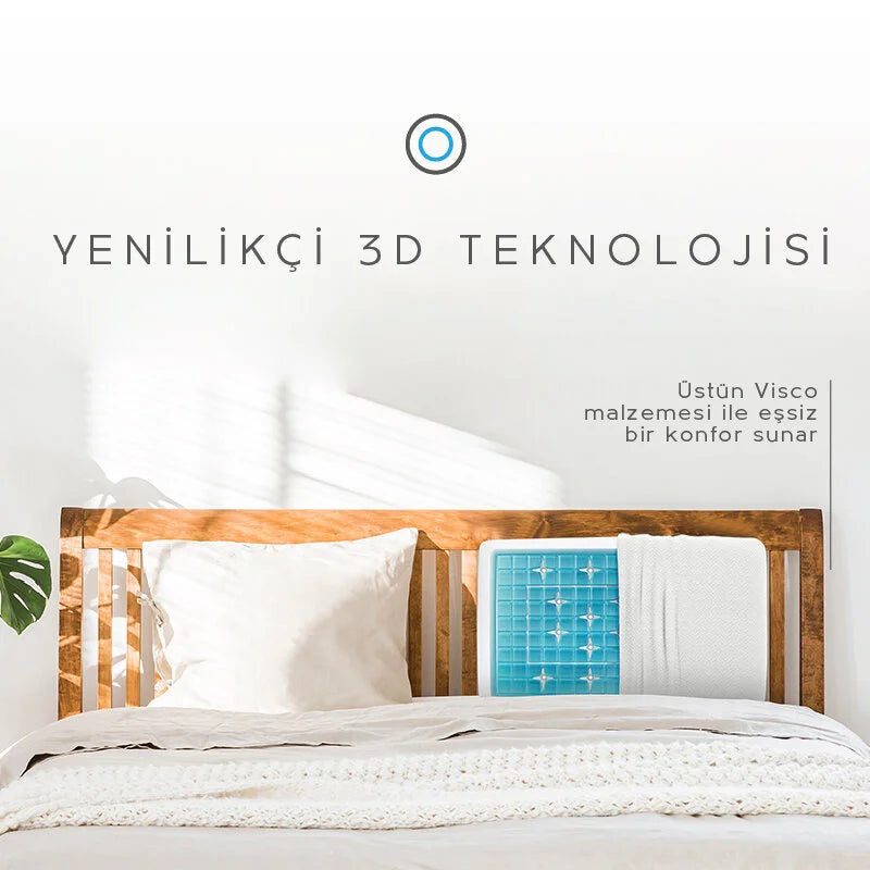 Ortopedik Visko Jel Klimalı Yastık - Özel Soğutma Teknolojili - 14x40x60 cm