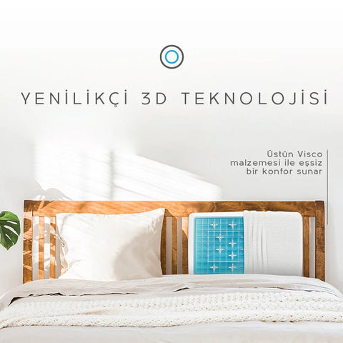 Ortopedik Visko Jel Klimalı Yastık - Özel Soğutma Teknolojili - 14x40x60 cm