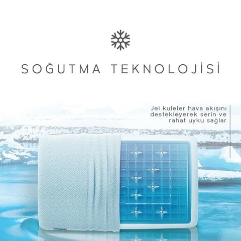 Ortopedik Visko Jel Klimalı Yastık - Özel Soğutma Teknolojili - 14x40x60 cm