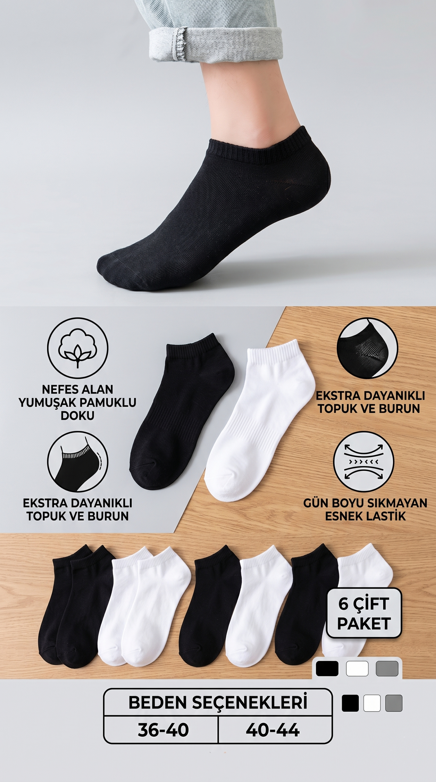 Pamuklu Kısa Patik Çorap
