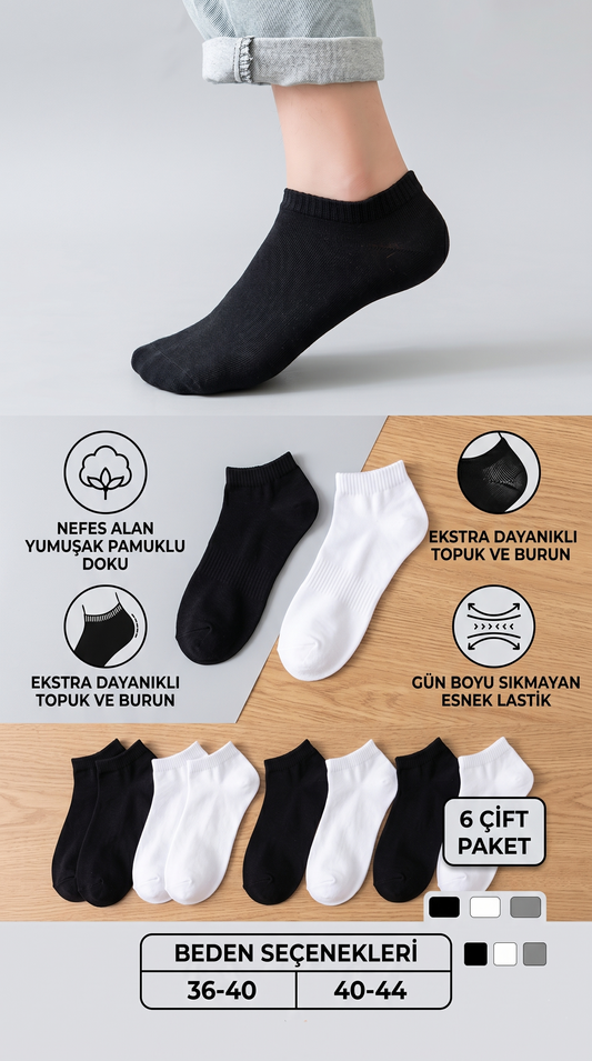 Pamuklu Kısa Patik Çorap